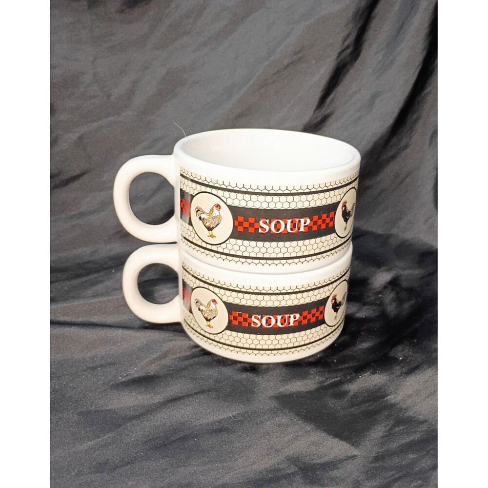 Pair Of Chicken And Rooster Soup Mugs from Houston Harvest